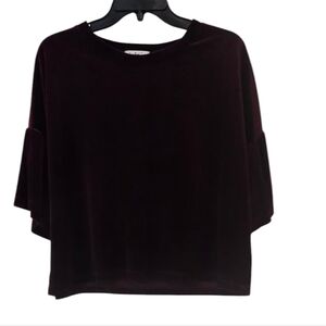 Tres Bien Elegant Dark Burgandy Velvet Top Size S